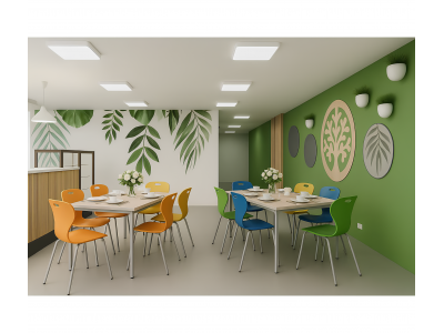 Cafeteria modernă: funcționalitate și stil în spațiul educațional