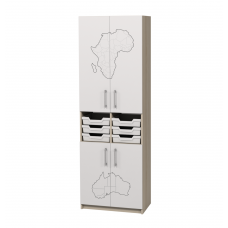 Dulap închis cu cutii de depozitare din plastic